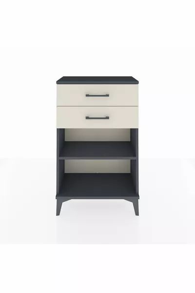 أرجس كومودين ذو رف واحد ودرجين - أنثراسيت-رمالي