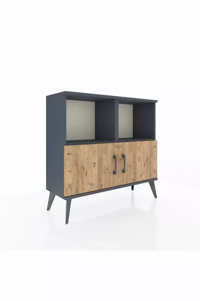 Arges Şifonyer 2 Raflı 2 Kapaklı  Antrasit-Çam/Antrasit