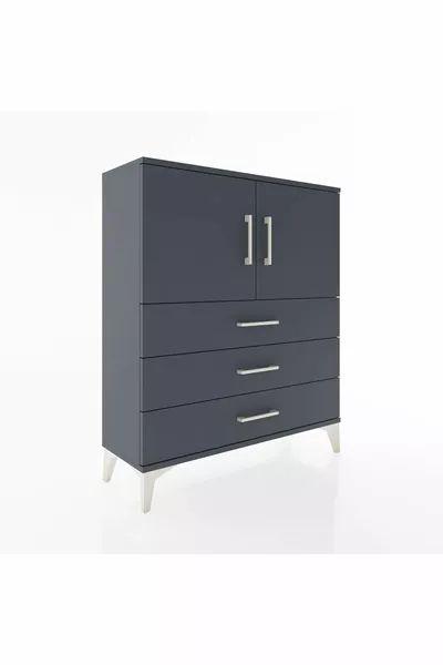 خزانة أرجس ذات رفين، 3 أدراج، بابان، أنثراسيت-أنثراسيت