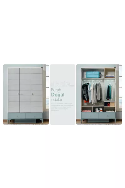 غرفة أطفال مارين (خزانة بثلاثة أبواب + مونتيسوري + كومودينو)