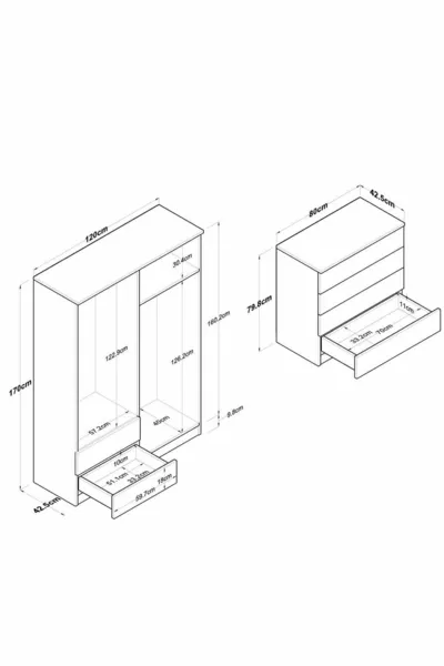 Rani Bedroom Set 2-Piece Set Youth Room Set Wicker Walnut - White
