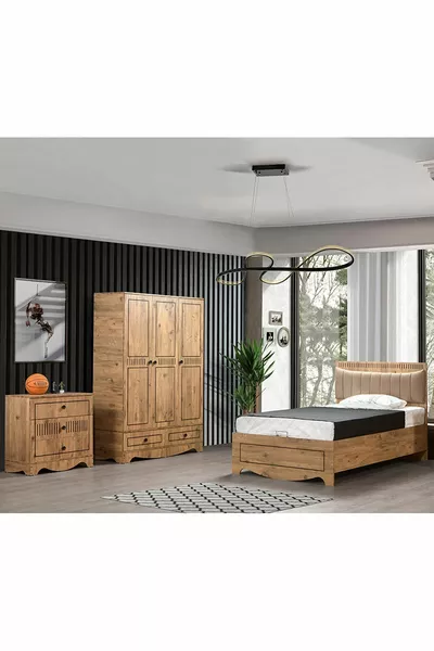 Комната для подростка Papatya - шкаф с 3 дверцами, кровать с основанием, комод