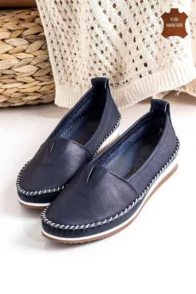 Barve (%) Настоящая кожа Удобные женские балетки - темно-синий