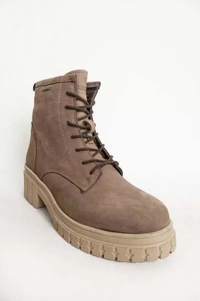 أرجون حذاء نسائي خارجي من الجلد الطبيعي بلون رملي