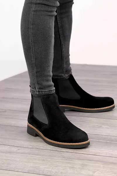 أحذية تشيلسي للجنسين مضمونة المنتج Freemax. أسود من جلد الغزال