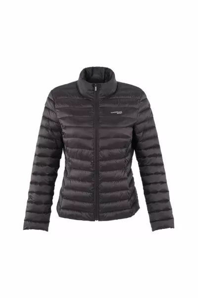 Bedruckter wattierter Mantel W Schwarzer Damenmantel 