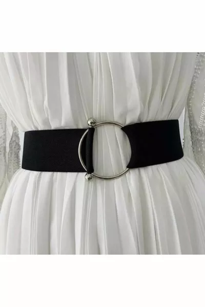 Elastic Women's Belt with 2-Way Loop and Halter Buckle, Jacket Belt, Shirt Belt, Dress Belt