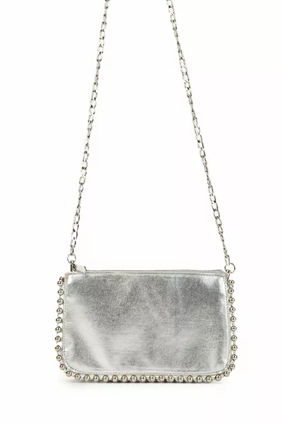 معدن مطرز أنيا مخلب المرأة حقيبة كروسبودي فضي