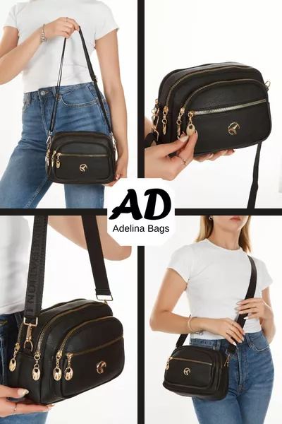 Borsa a tracolla nera casual con tracolla incrociata da donna