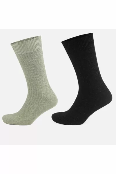 2 опаковки Thermal effect фино плетени зимни чорапи, вълна от агнешка вълна (агнешка вълна)