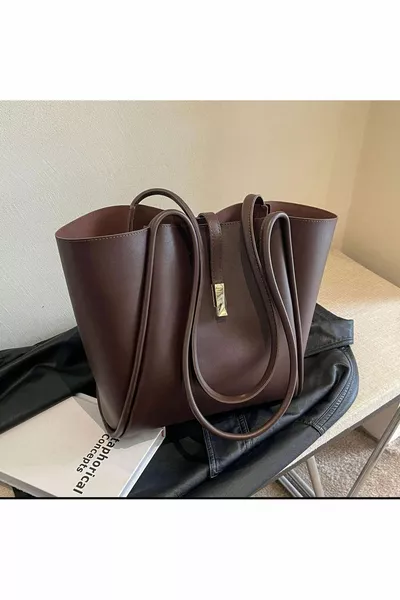 المرأة المر الجراء البني المشبك المعدني حقيبة الكتف مفصلة