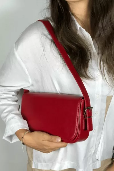 Women's Red Lid Baguette Bag