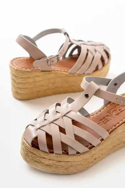  Beige orthopedische echt lederen vulling vrouwen sandalen