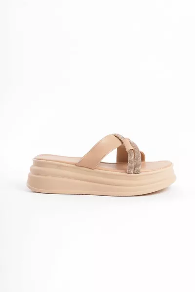 Robijn Platte Hakken Steen Kruisstreep Dikke En Orthopedische Zool Dames Pantoffels Tt Tien