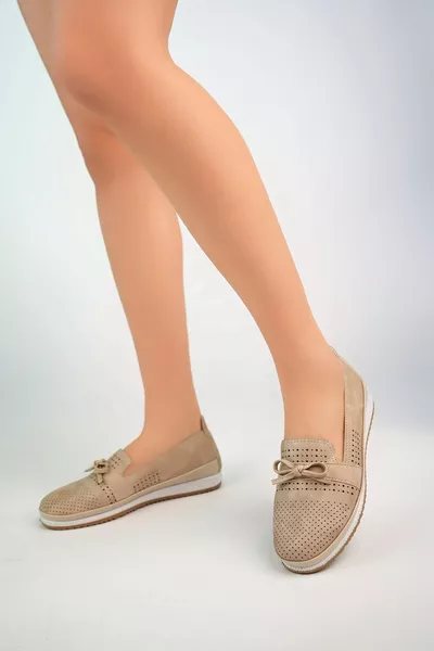 Gewatteerde zool Laser Cream Denim damesschoenen