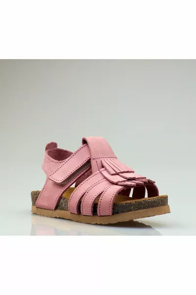 الفتيات الصنادل جلد طبيعي ، الصنادل الفيلكرو العظام