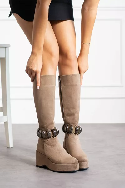 Adele Stivali sopra il ginocchio da donna con tacco imbottito elasticizzato