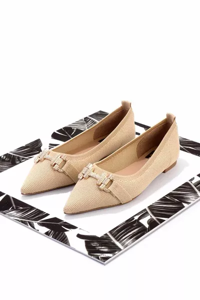 Beige Knitwear Women's Ballet Flats 