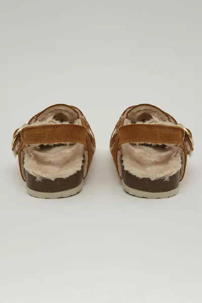 Sabo Истински велур Кожа Коркова подметка Кожени чехли тен