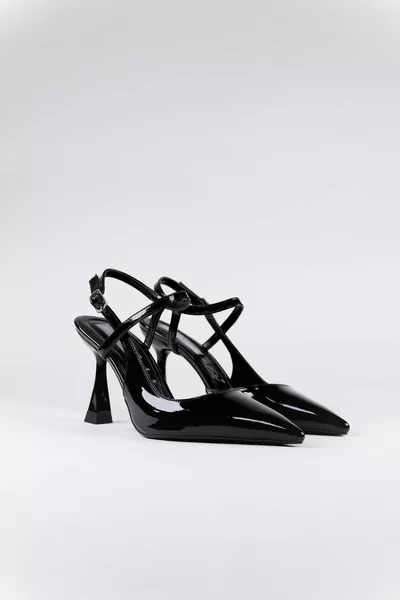 Women's Black Patent Leather Ankle Heels