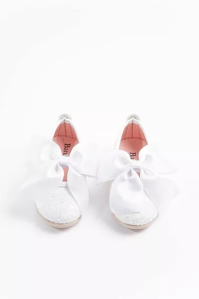 Shuu المكسور الزجاج الحجر القشرة أحذية الفتيات مع القوس (أبيض)