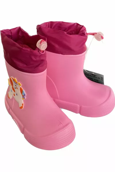 أحذية ثلجية مطرية مقاومة للماء مع فراء للأطفال بالداخل