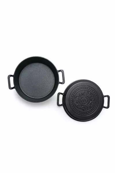 وعاء الفخار المصبوب غير المطلي بالحديد قطر  عمق  سم ٪ غطاء زجاجي للإنتاج المحلي مع هدية