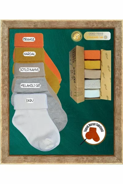 باستيل - قطن عضوي للجنسين 5 قطع صندوق جوارب فاخرة للأطفال حديثي الولادة