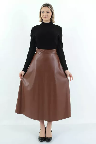 المرأة فو الجلود تان طويلة واسعة مولانا الحجاب تنورة فو الجلود