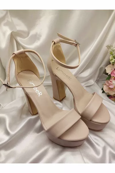 Дамски цвят на кожата Single Band Cm Високи токчета на платформа Вечерна рокля Булчински обувки