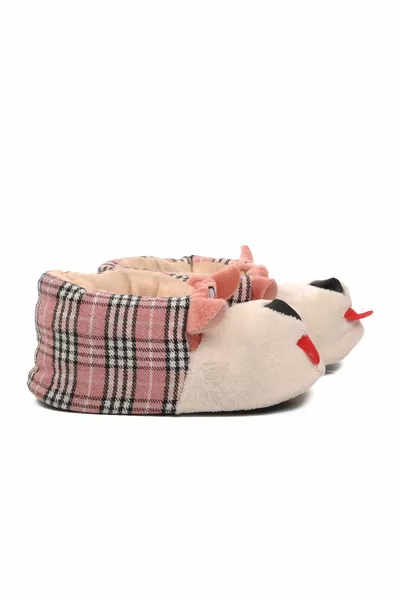 Panduf da donna rosa beige con cane