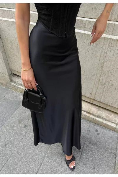 Jupe longue en satin femme