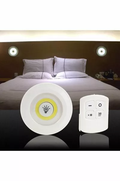 3'lü Pilli Led Spot Lamba Yapışkanlı Uzaktan Kumandalı Dolapiçi