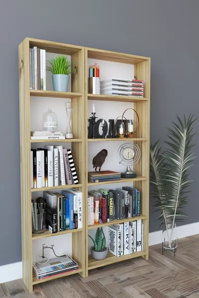 Boekenkast met  vakken - Eik