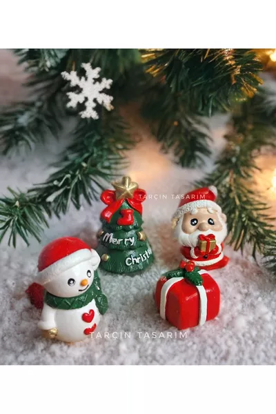 4-Piece Mini Christmas Set, Christmas Gift, (5*5 CM) (CHRISTMAS TREE, SANTA CLAUS, GIFT PACKAGE, SNOWMAN)