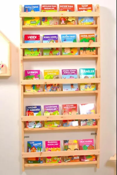 غرفة أطفال مكتبة تعليمية مونتيسوري رف جداري 5 قطع 8.5 سم