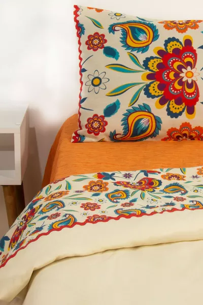 Carnaval Tweepersoons Dekbedovertrek Set Crème/oranje