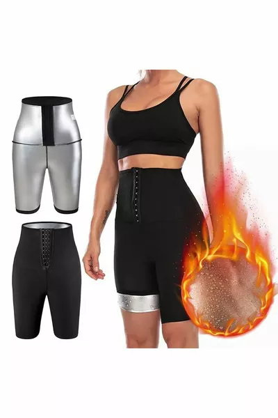 Short de sauna avec agrafes, effet corset thermique, short amincissant et sculptant le corps
