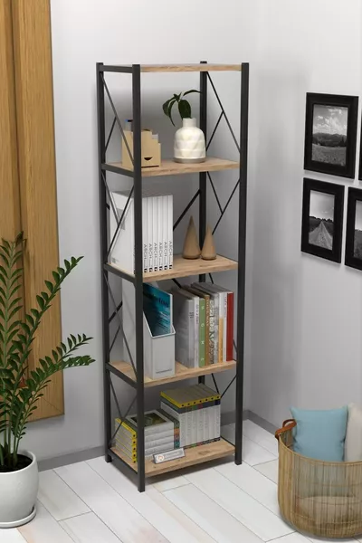 Felix Metal Enkele Boekenkast 5 Planken Multifunctioneel Bestands- en Boekenrek Kantoor- en Woonkamerrrek