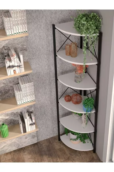 Boekenkast Bloemenhouder 6 Planken Wit Multifunctioneel Onderdeel Met Vak