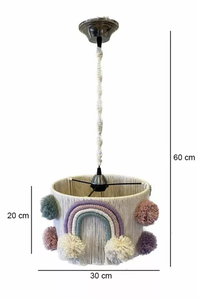 Suspension pour chambre d'enfant en macramé avec pompons