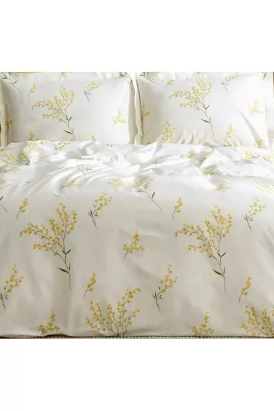 Cute Geel Katoenen Luxe Tweepersoons Dekbedovertrek Set