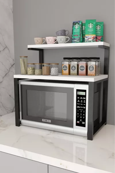 Kitchen Organizer, Microwave Cabinet, Countertop Oven Stand with Shelves, Tea, Coffee, Spice Rack Stand