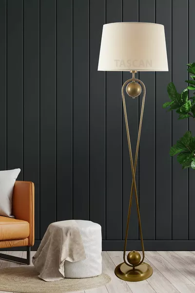 Стояща лампа Delhi с единично осветление - кремав абажур