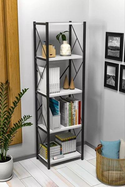 Felix Metal Enkele Boekenkast 5 Planken Multifunctioneel Bestands- en Boekenrek Kantoor- en Woonkamerrrek