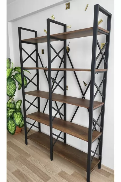 Декоративен дървен библиотечен шкаф  см 