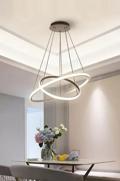 Sonya Modernes Design Schlafzimmer - Wohnzimmer - Küche Grau Weiß LED 2-teilige LED-Deckenleuchte