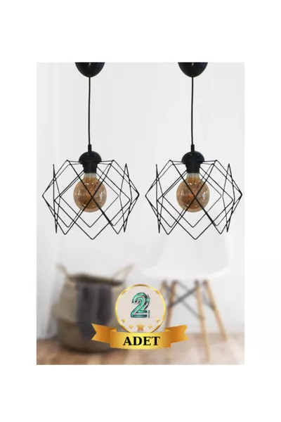 2 Lampadari a Sospensione Neri, Lampadario a Sospensione Singolo con Prisma Cozza