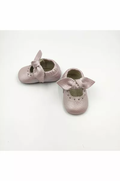 Baby ster echt leer roze -  lint Laser hart gesneden baby loafers