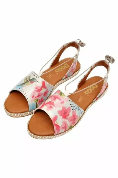 صنادل نسائية من الجلد النباتي برباط وردي - افرد جناحيك